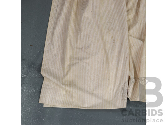 Pair of White Striped Cream Curtains