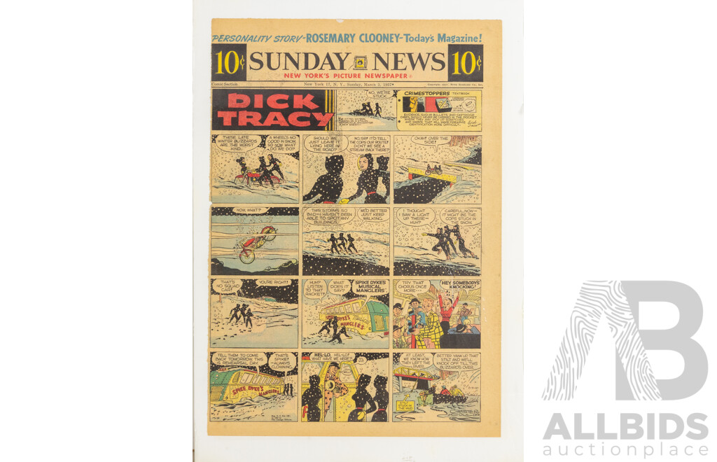 Trio of New York Sunday News Cartoons From 1955, 1957 and 1960, 37 x 27 cm (sheets) (3)