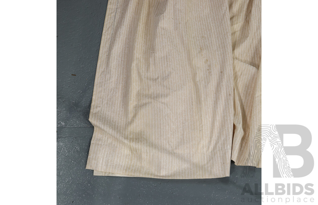 Pair of White Striped Cream Curtains