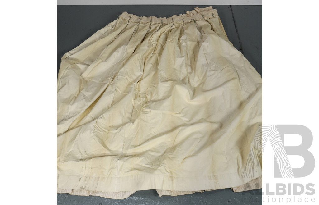 Pair of White Striped Cream Curtains