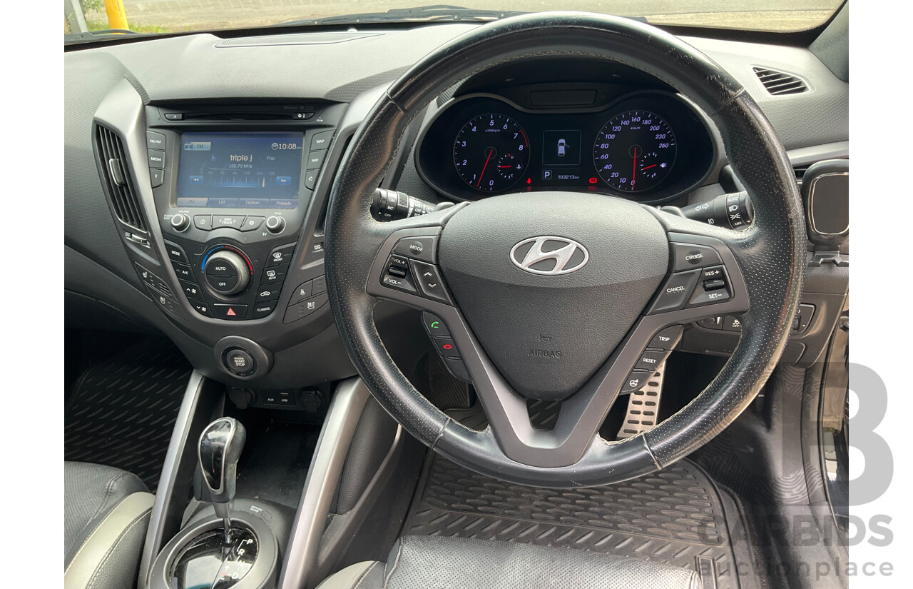 8/2015 Hyundai Veloster SR Turbo FS4 SERIES 2 3d Coupe Phantom Black Pearl Turbo 1.6L