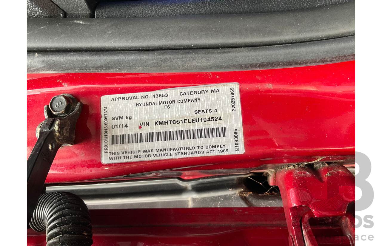 1/2014 Hyundai Veloster SR Turbo FS MY13 3d Coupe Veloster Red Turbo 1.6L