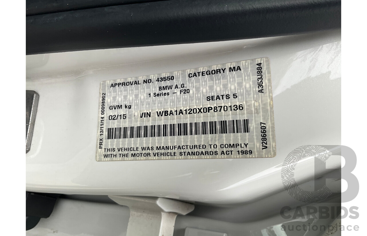 02/2015 BMW 116i Sport (RWD) F20 MY15 5d Hatchback Mineral White Metallic Turbo 1.6L