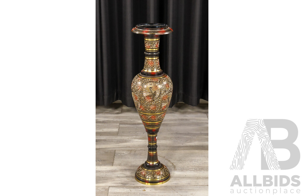 Large Indian Brass Floor Vase