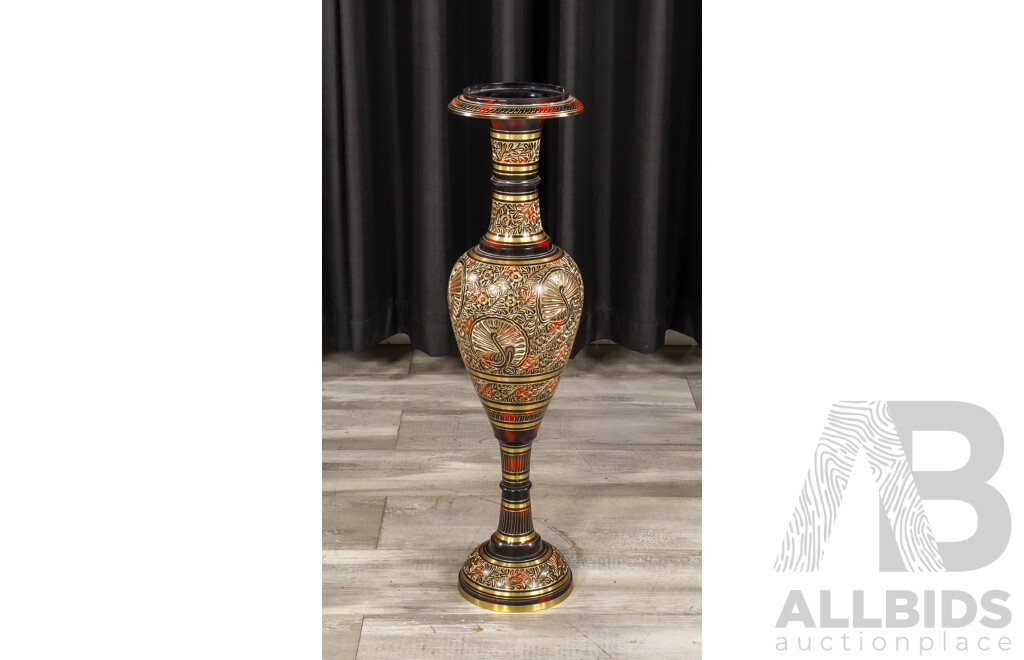 Large Indian Brass Floor Vase