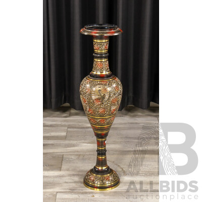 Large Indian Brass Floor Vase