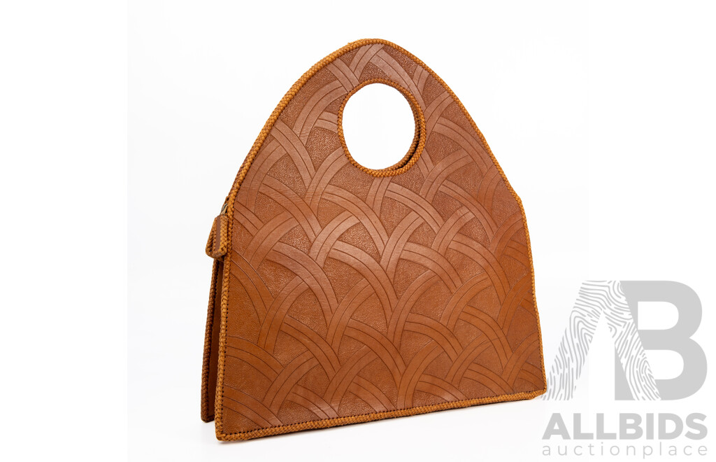 Leather Geometric Patterned Handbag