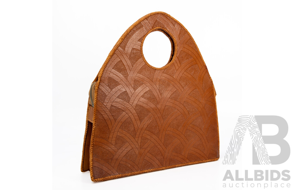 Leather Geometric Patterned Handbag