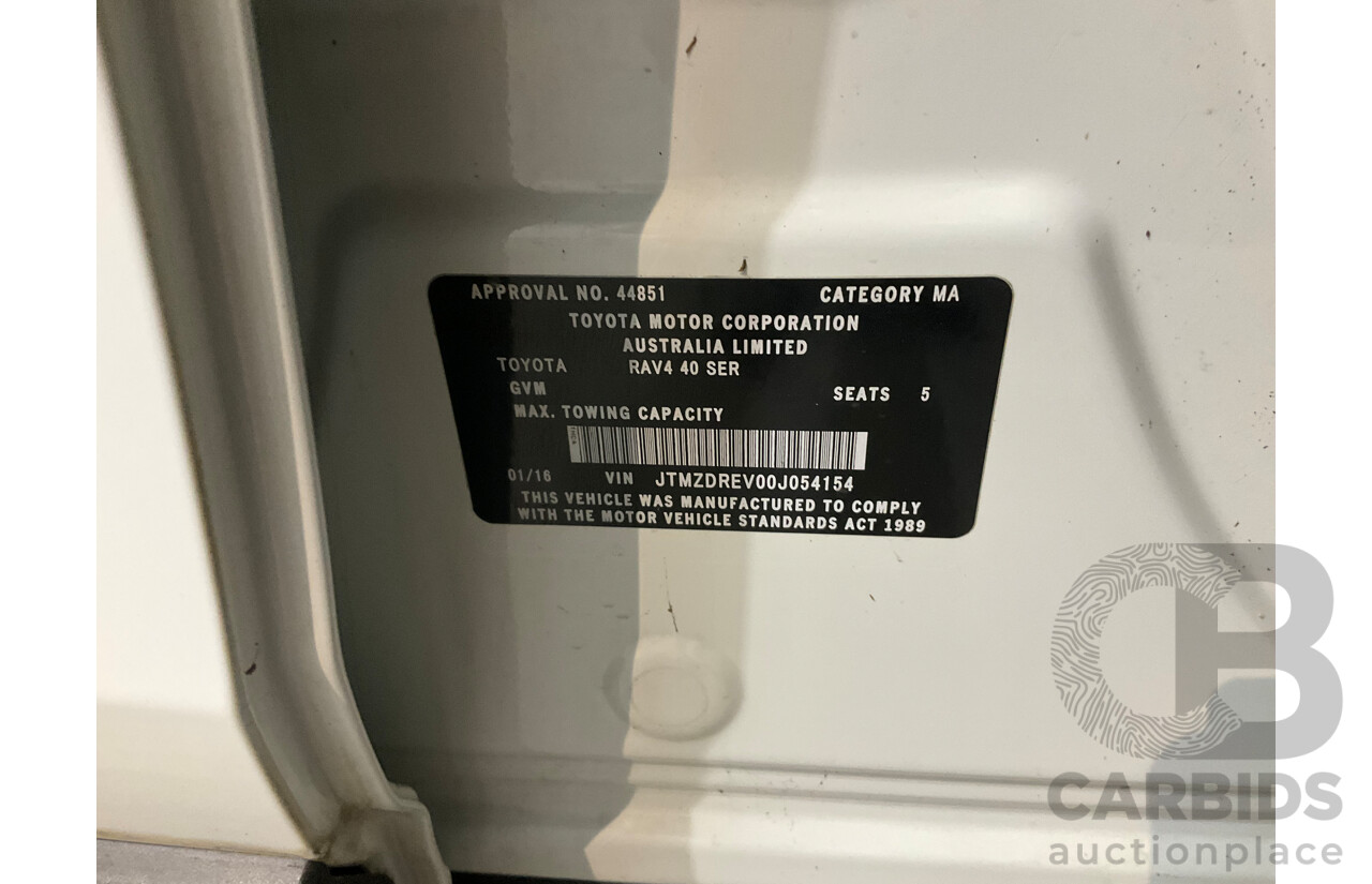 01/2016 Toyota RAV4 GX (FWD) ZSA42R MY16 4d Wagon Glacier White 2.0L