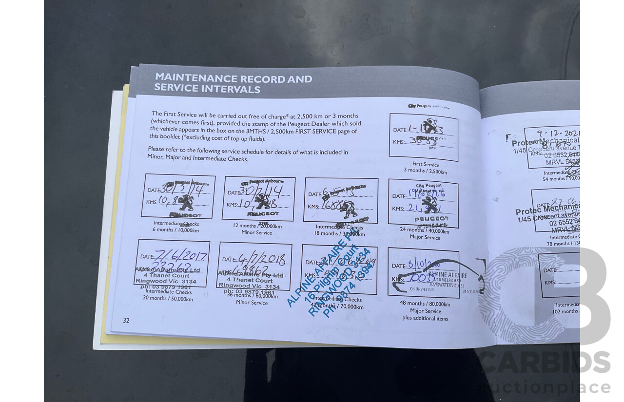 8/2013 Peugeot 508 Allure 1.6T MY13 4d Sedan Nera Black Pearl Turbo 1.6L