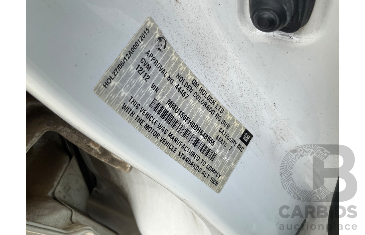 12/2012 Holden Colorado 7 LT (4x4) RG 4d Wagon Summit White Turbo Diesel 2.8L - 7 Seater