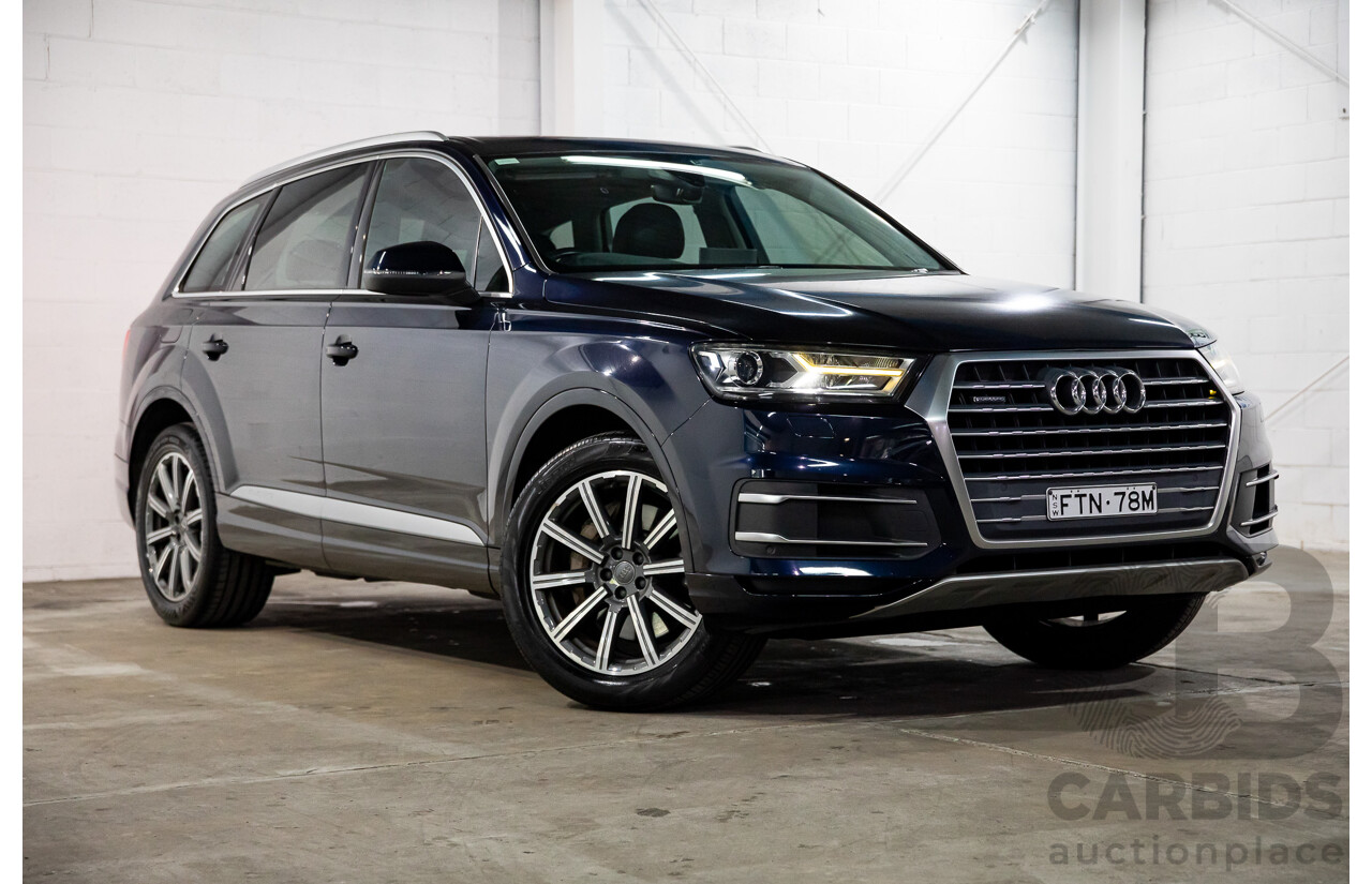 10/2017 Audi Q7 3.0 TDI Quattro (160kW AWD) 4M MY17 4d Wagon Ink Blue Metallic Turbo Diesel V6 3.0L