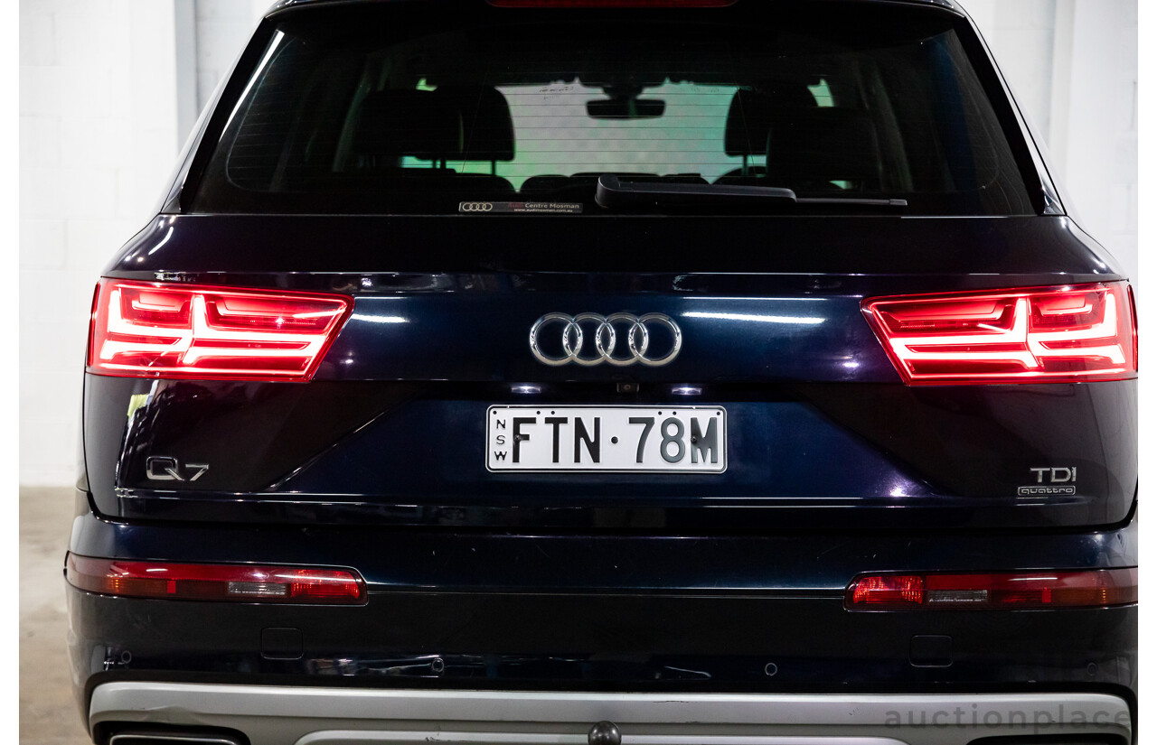 10/2017 Audi Q7 3.0 TDI Quattro (160kW AWD) 4M MY17 4d Wagon Ink Blue Metallic Turbo Diesel V6 3.0L