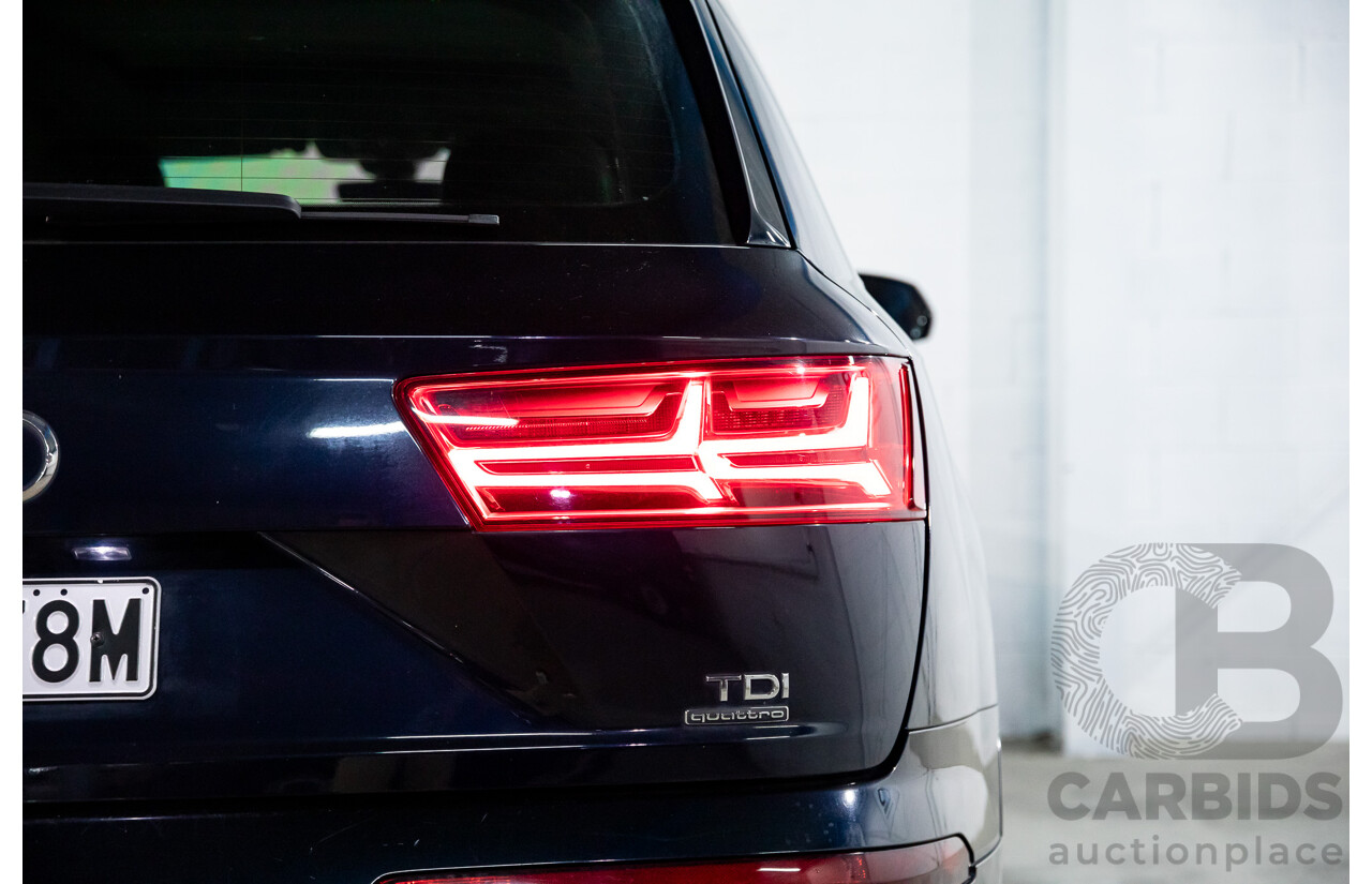 10/2017 Audi Q7 3.0 TDI Quattro (160kW AWD) 4M MY17 4d Wagon Ink Blue Metallic Turbo Diesel V6 3.0L