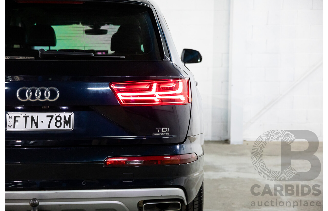 10/2017 Audi Q7 3.0 TDI Quattro (160kW AWD) 4M MY17 4d Wagon Ink Blue Metallic Turbo Diesel V6 3.0L
