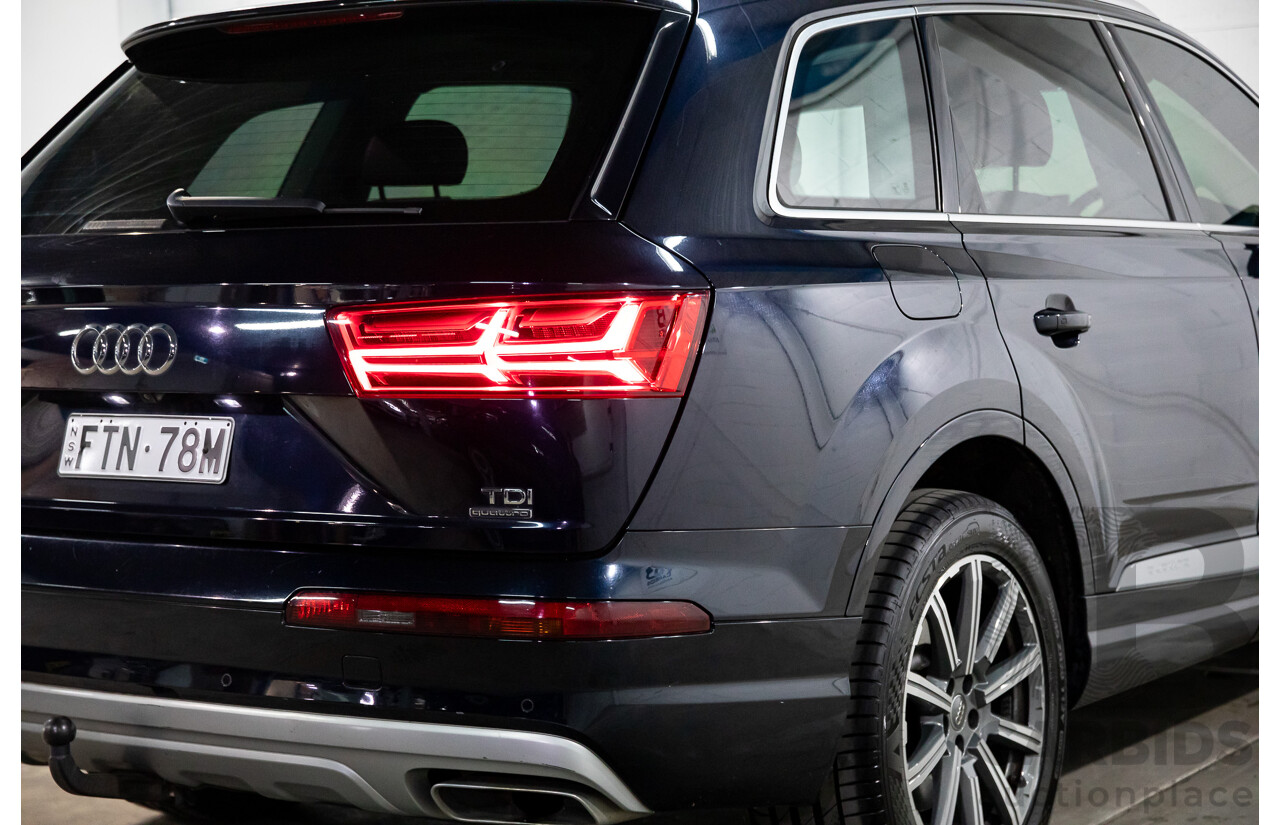10/2017 Audi Q7 3.0 TDI Quattro (160kW AWD) 4M MY17 4d Wagon Ink Blue Metallic Turbo Diesel V6 3.0L