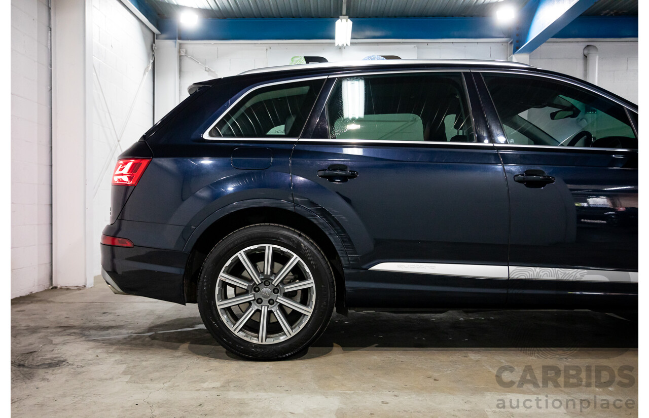 10/2017 Audi Q7 3.0 TDI Quattro (160kW AWD) 4M MY17 4d Wagon Ink Blue Metallic Turbo Diesel V6 3.0L