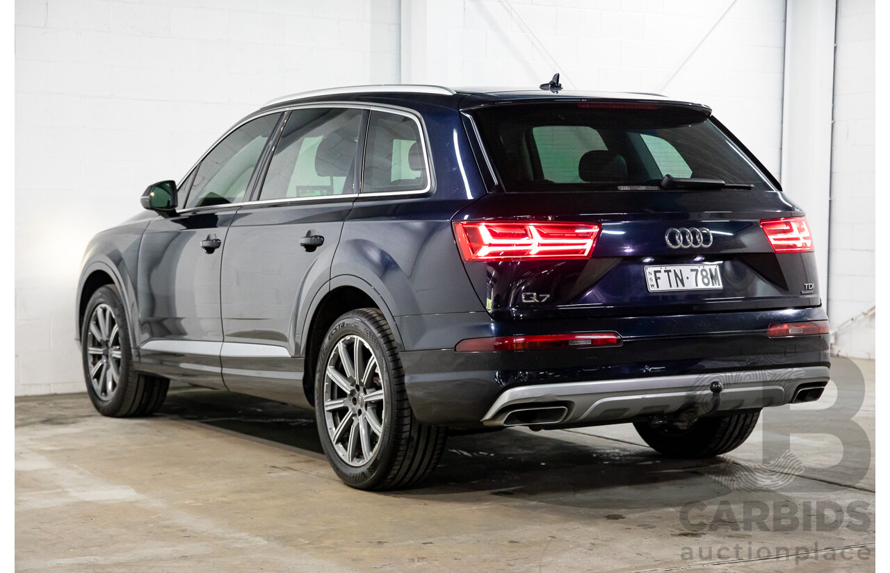 10/2017 Audi Q7 3.0 TDI Quattro (160kW AWD) 4M MY17 4d Wagon Ink Blue Metallic Turbo Diesel V6 3.0L