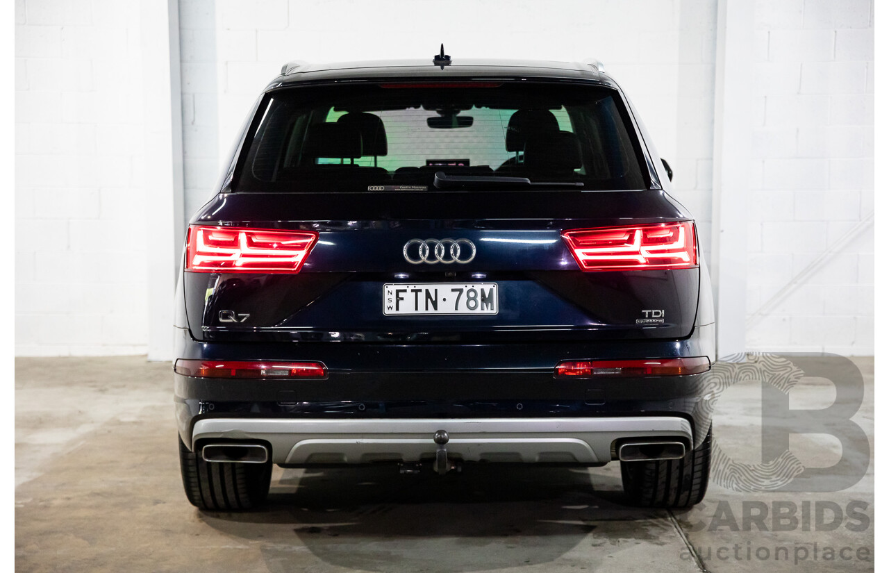 10/2017 Audi Q7 3.0 TDI Quattro (160kW AWD) 4M MY17 4d Wagon Ink Blue Metallic Turbo Diesel V6 3.0L