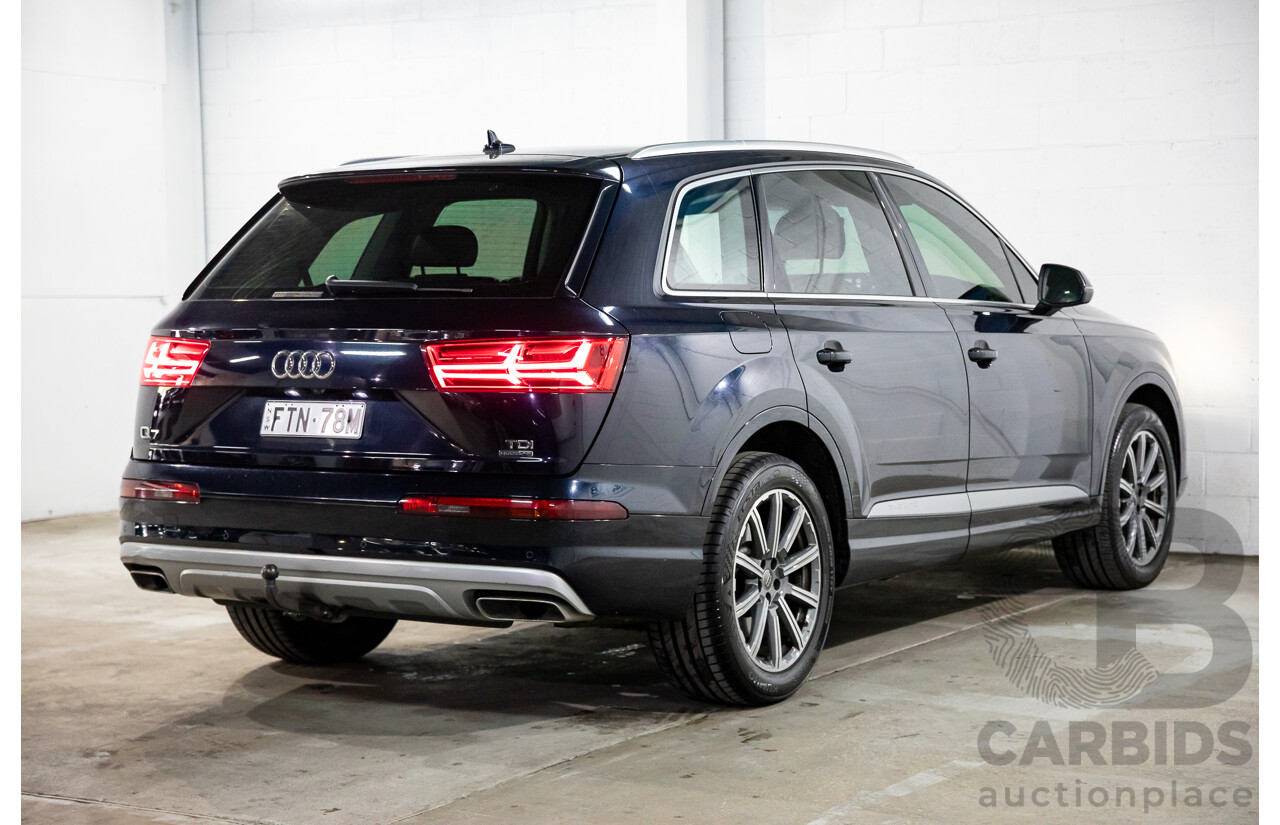 10/2017 Audi Q7 3.0 TDI Quattro (160kW AWD) 4M MY17 4d Wagon Ink Blue Metallic Turbo Diesel V6 3.0L