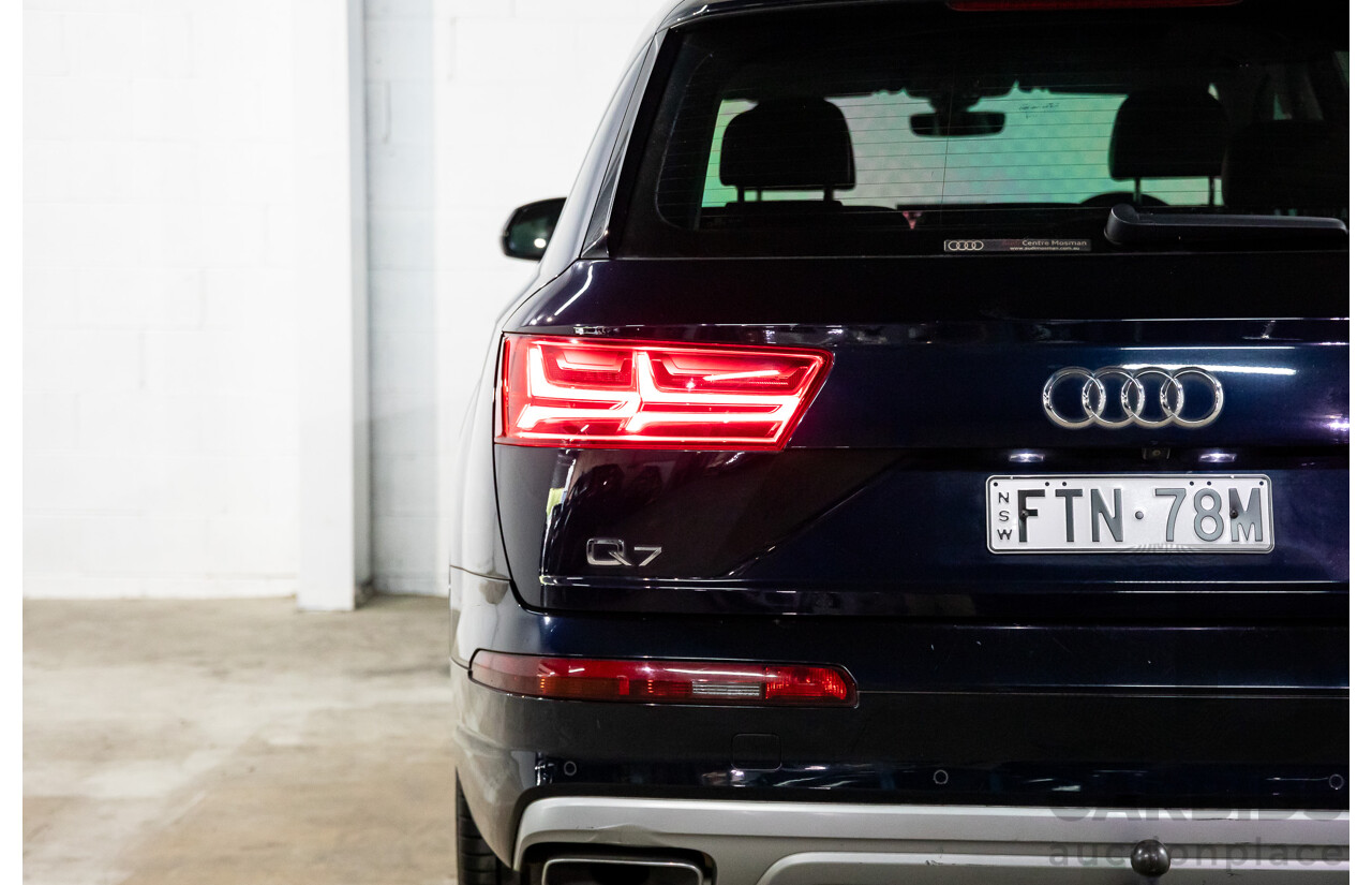 10/2017 Audi Q7 3.0 TDI Quattro (160kW AWD) 4M MY17 4d Wagon Ink Blue Metallic Turbo Diesel V6 3.0L