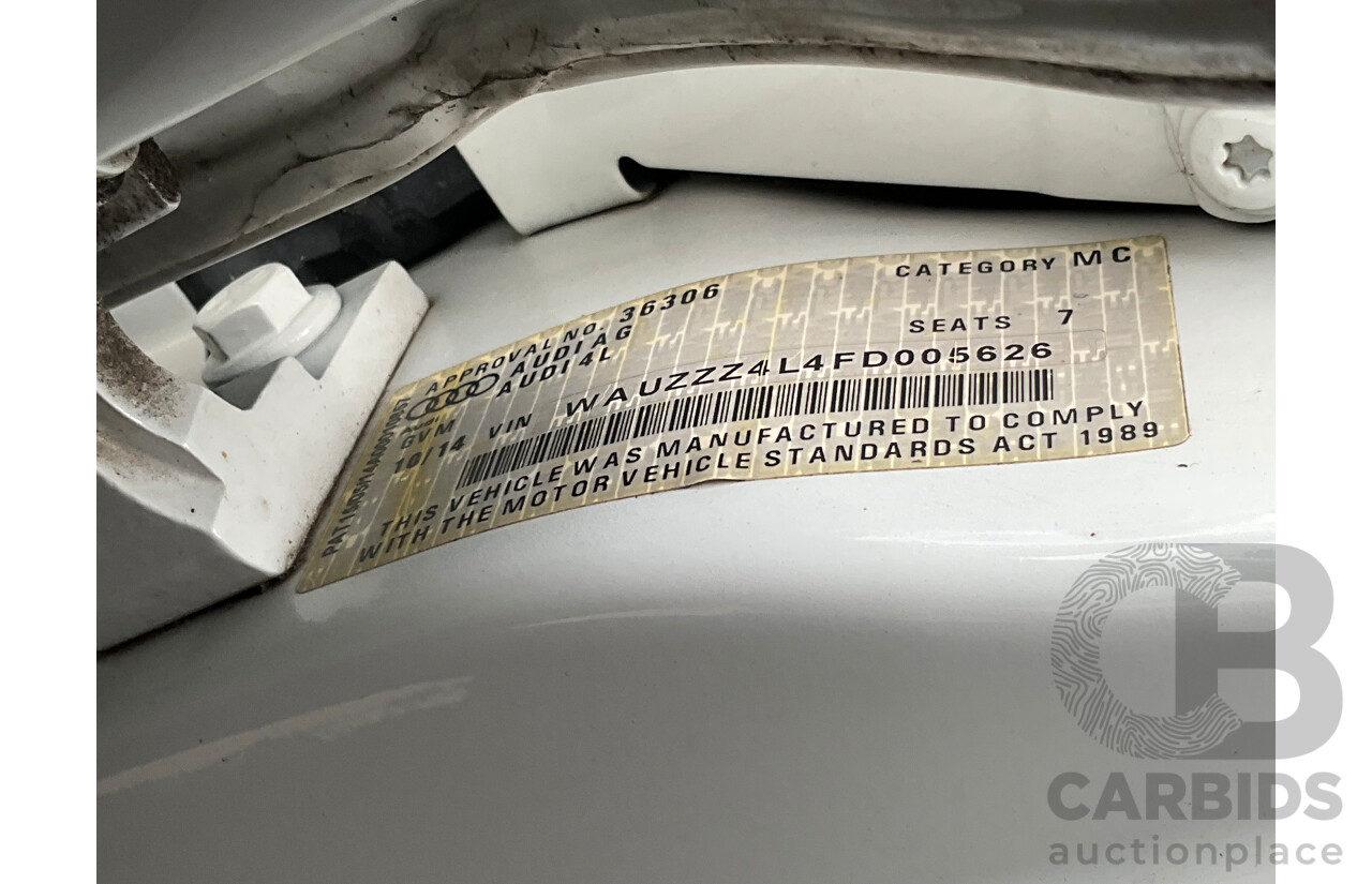 10/2014 Audi Q7 3.0 TDI Quattro S-Line MY14 4d Wagon Carrara White Turbo Diesel V6 3.0L