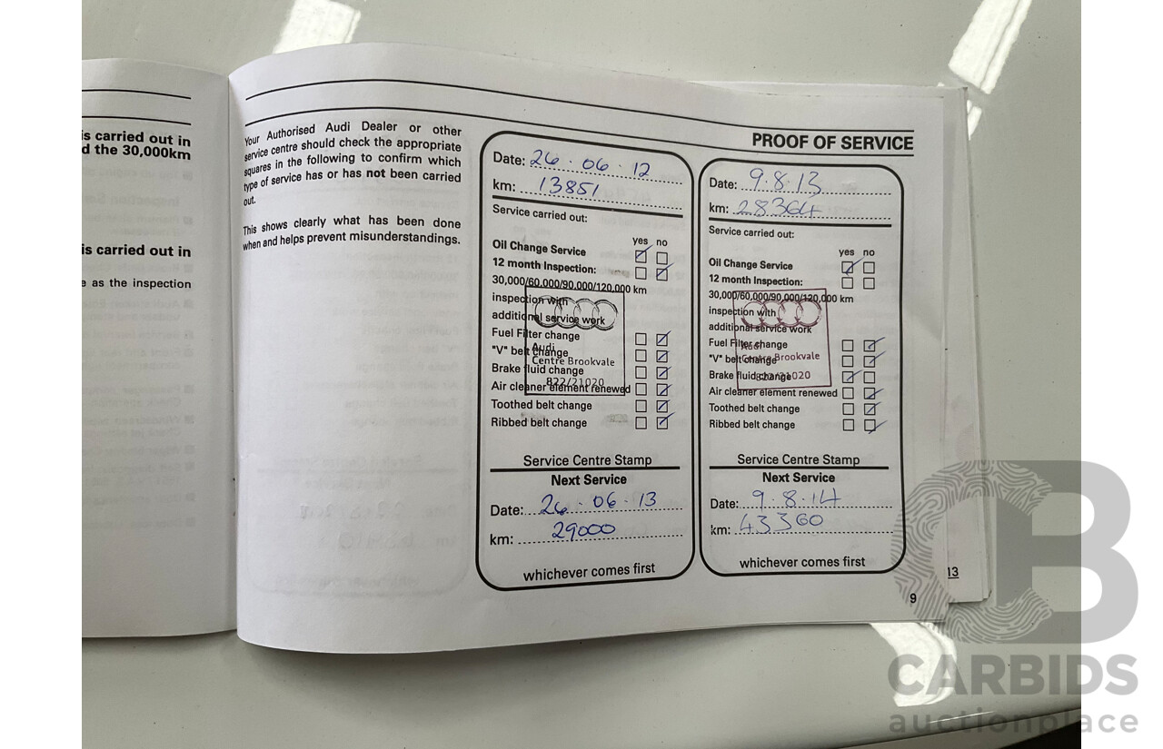 05/2011 Audi A5 Sportback 3.0 TDI Quattro (AWD) 8T MY11 5d Hatchback Ibis White Turbo Diesel V6 3.0L