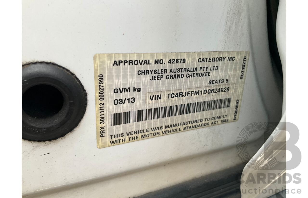 3/2013 Jeep Grand Cherokee Limited (4x4) WK MY13 4d Wagon Bright White Turbo Diesel V6 3.0L