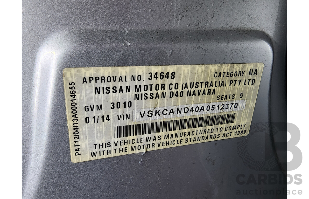 1/2014 Nissan Navara ST-X 550 (4x4) D40 Dual Cab Utility Silver 3.0L