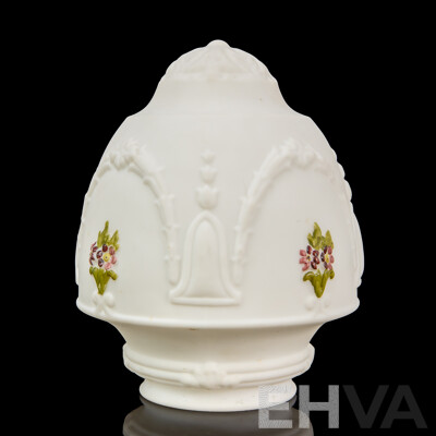Vintage Milk Glass Lamp Shade with Hand-Painted Embossed Floral