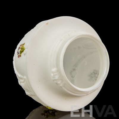 Vintage Milk Glass Lamp Shade with Hand-Painted Embossed Floral