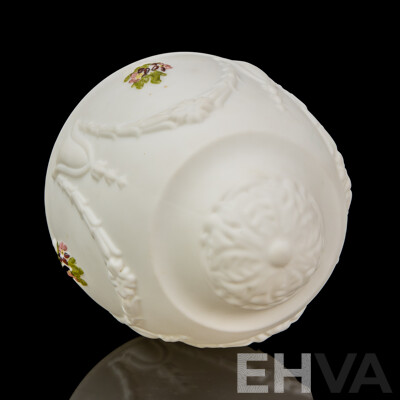 Vintage Milk Glass Lamp Shade with Hand-Painted Embossed Floral