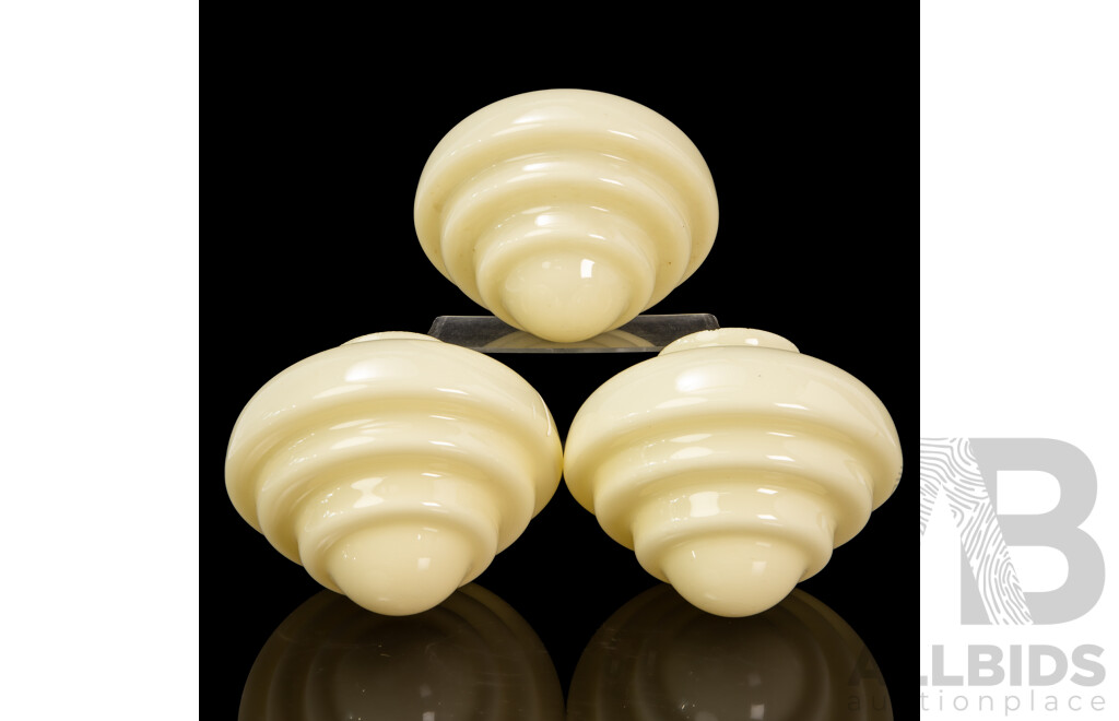 Three Glass Art Deco Beehive Light Shades