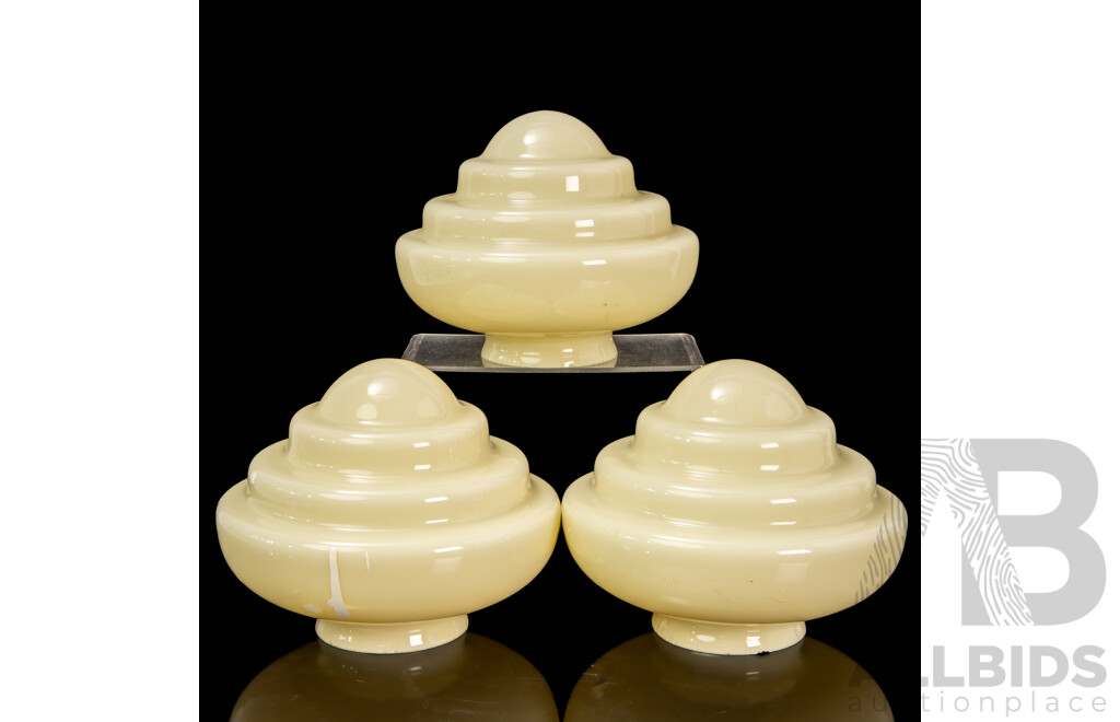 Three Glass Art Deco Beehive Light Shades