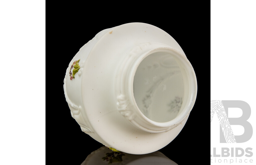 Vintage Milk Glass Lamp Shade with Hand-Painted Embossed Floral