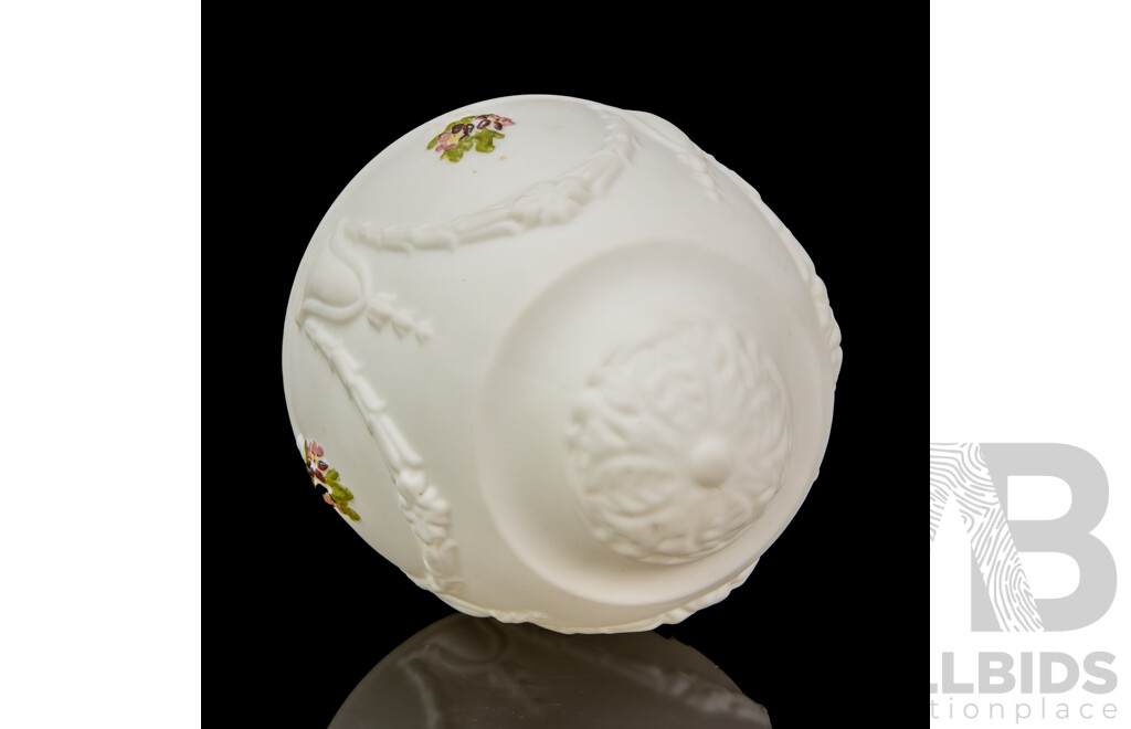 Vintage Milk Glass Lamp Shade with Hand-Painted Embossed Floral