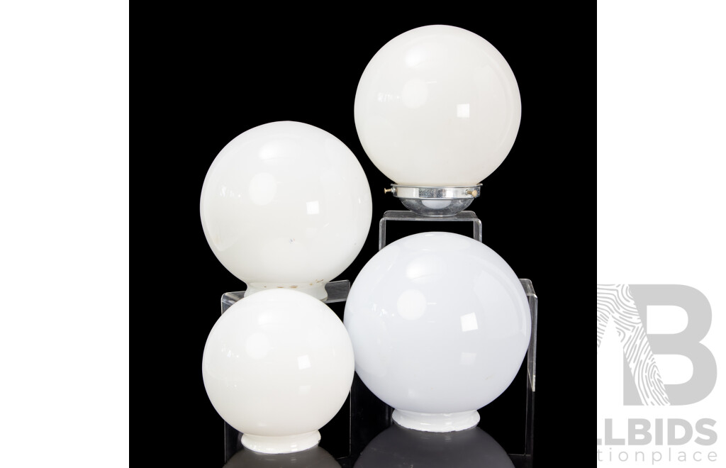 Four Vintage Art Deco Milk Glass Globe Light Shades