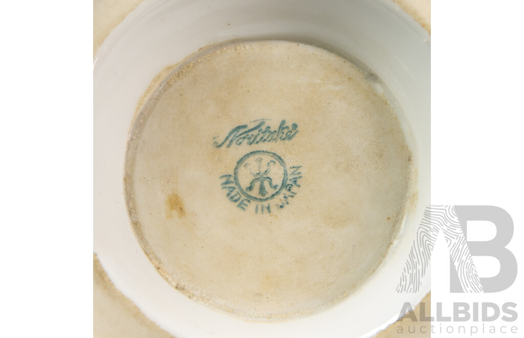 Vintage Noritake Vase with Hand-Painted Gilded Floral Patterns and Rural Cottage Scenes