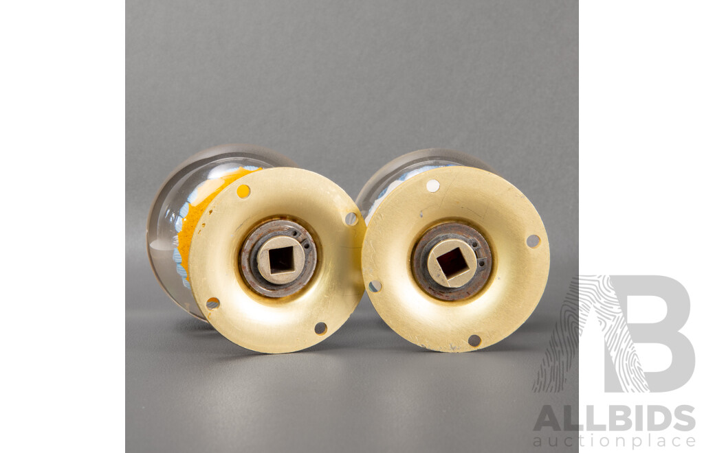 Two Vintage Strathearn Art Glass Paperweight Door Knobs, Millefiori Cane Designs, Made in Scotland