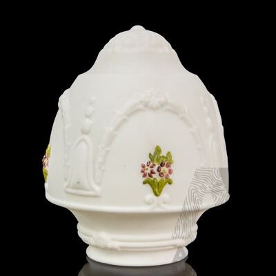 Vintage Milk Glass Lamp Shade with Hand-Painted Embossed Floral