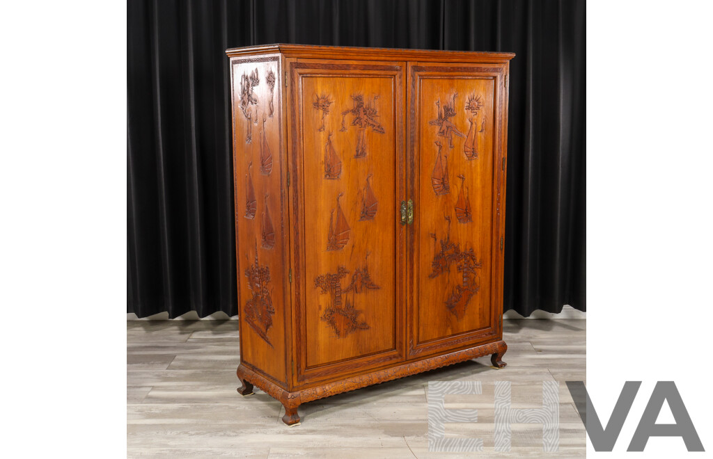 Vintage Chinese Two Door Robe with Fitted Interior