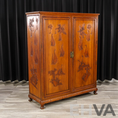 Vintage Chinese Two Door Robe with Fitted Interior