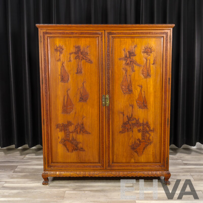 Vintage Chinese Two Door Robe with Fitted Interior