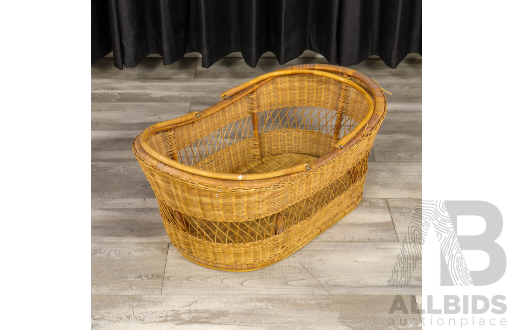 Vintage Cane Bassinet with Haberdashery