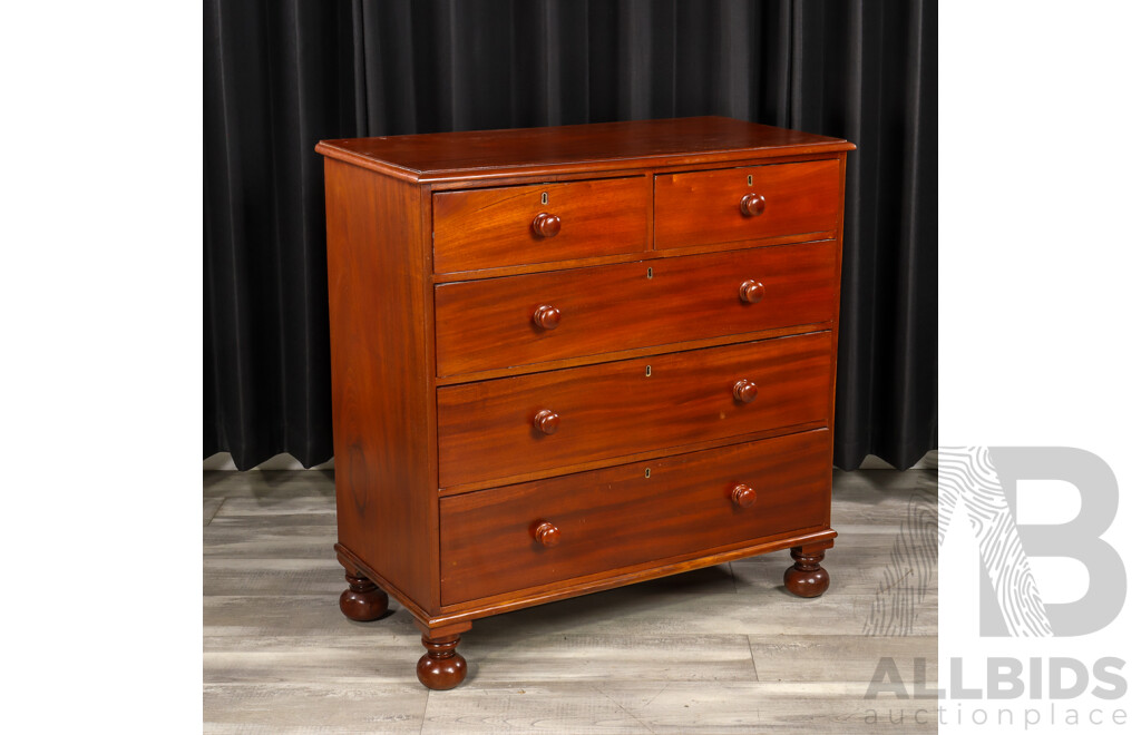 Victorian Cedar Chest of Five Drawers