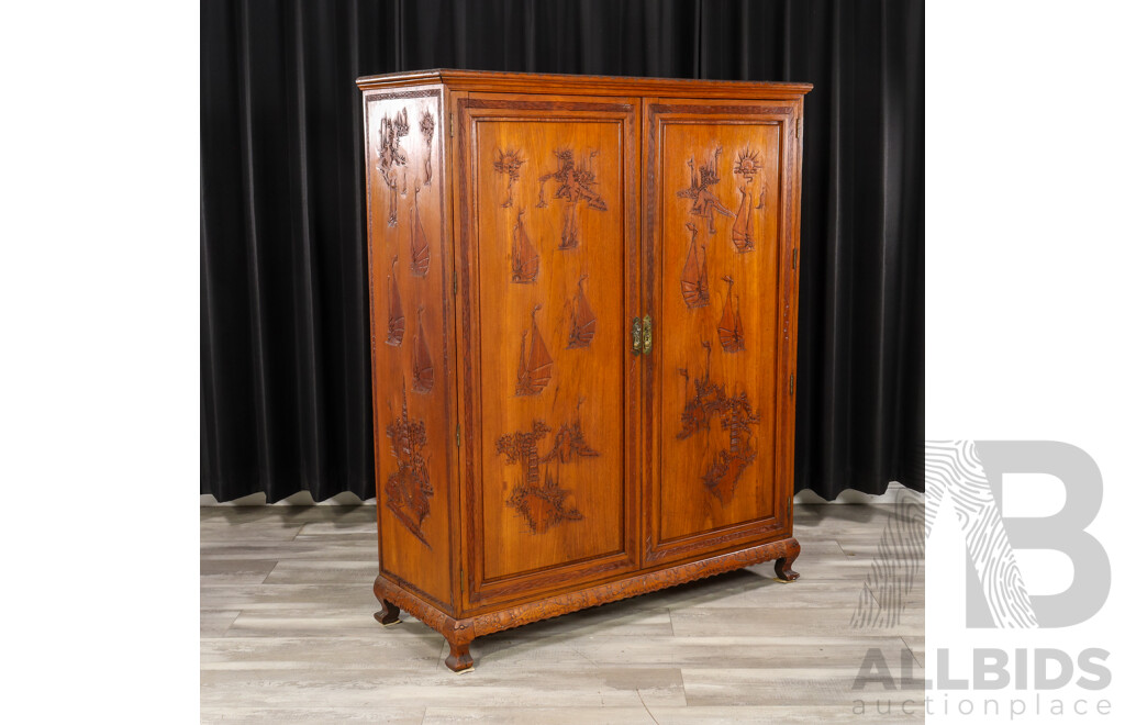 Vintage Chinese Two Door Robe with Fitted Interior