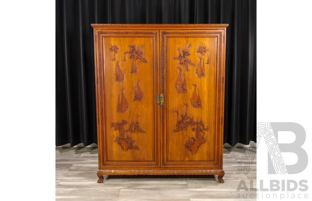 Vintage Chinese Two Door Robe with Fitted Interior
