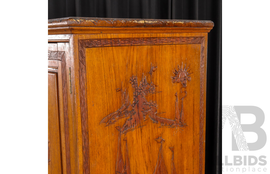 Vintage Chinese Two Door Robe with Fitted Interior