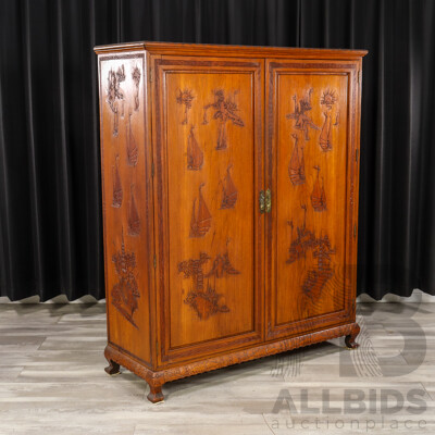 Vintage Chinese Two Door Robe with Fitted Interior