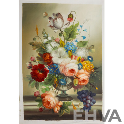 Artists Unknown, (20th Century), Flower Dreams I, II & III,  Lovely Trio of Oil on Canvas Clothes Unstretched, 103 x 69 (x2) & 103 x 72 cm (3)